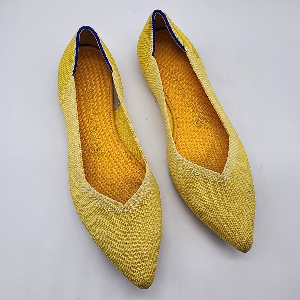 Rothy's Point Toe Flats in Sunshine Yellow Women's 8.5 Recycled Washable